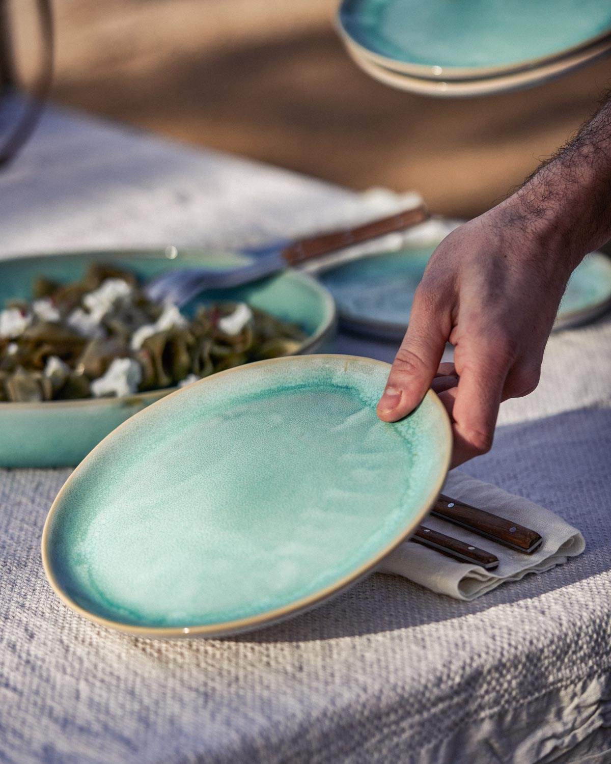 Service de table dîner - Traditionnelle - Turquoise Dipped