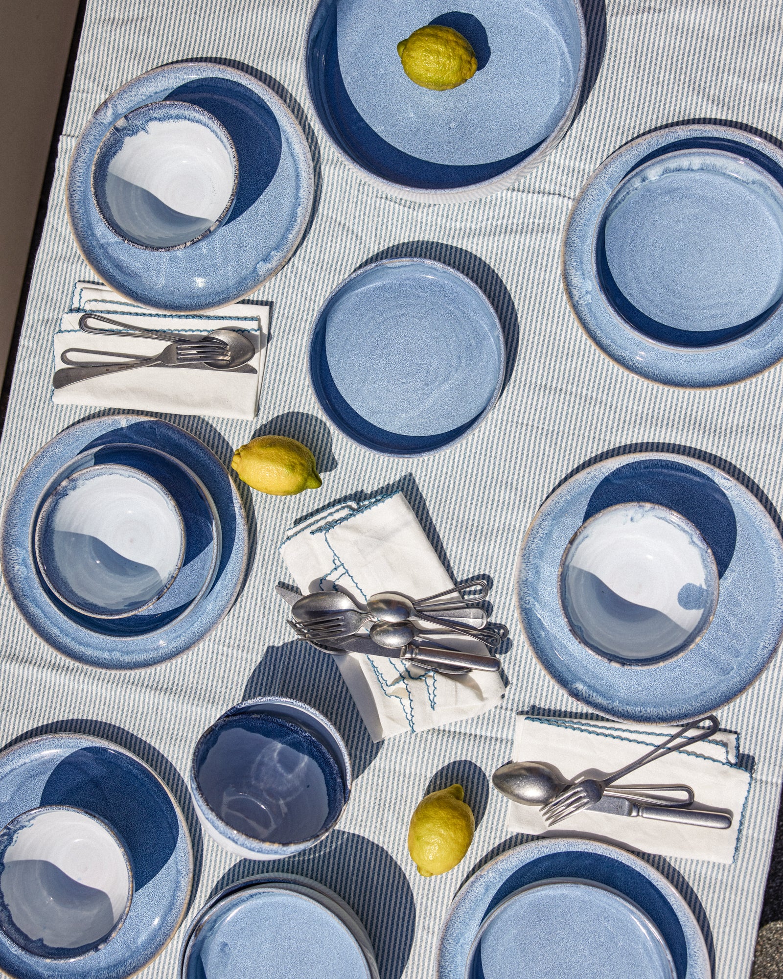 Grand set assiettes - Traditionnelle - Gris-bleu