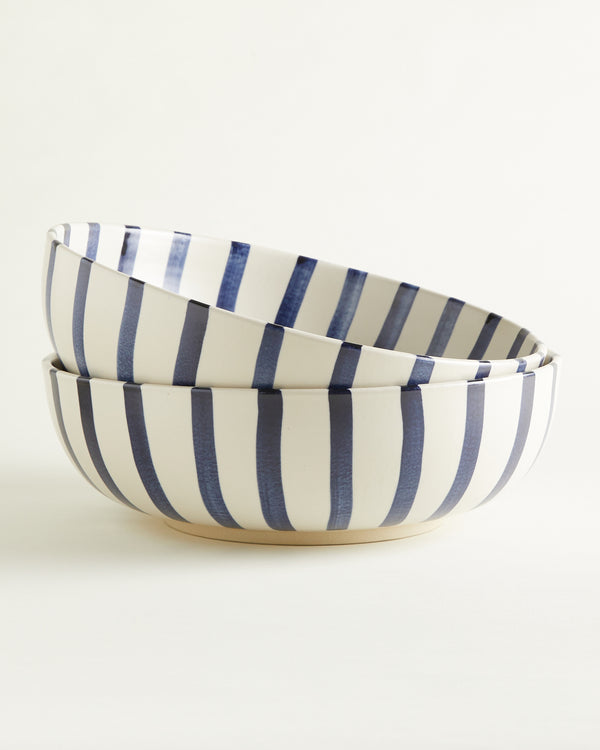 Salad Bowl - Blue-White-Striped