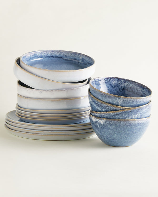  Small Dinner-Set Traditional - Greyblue (16 Pieces)