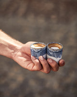Handgemachte Keramik - Espressobecher Graublau Dipped