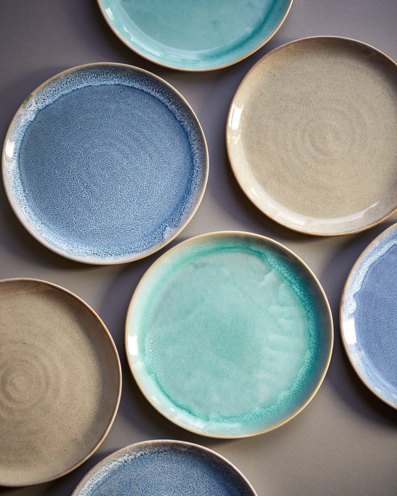 Handgemachte Keramik - Teller Set Traditionell Beige 12 Teilig