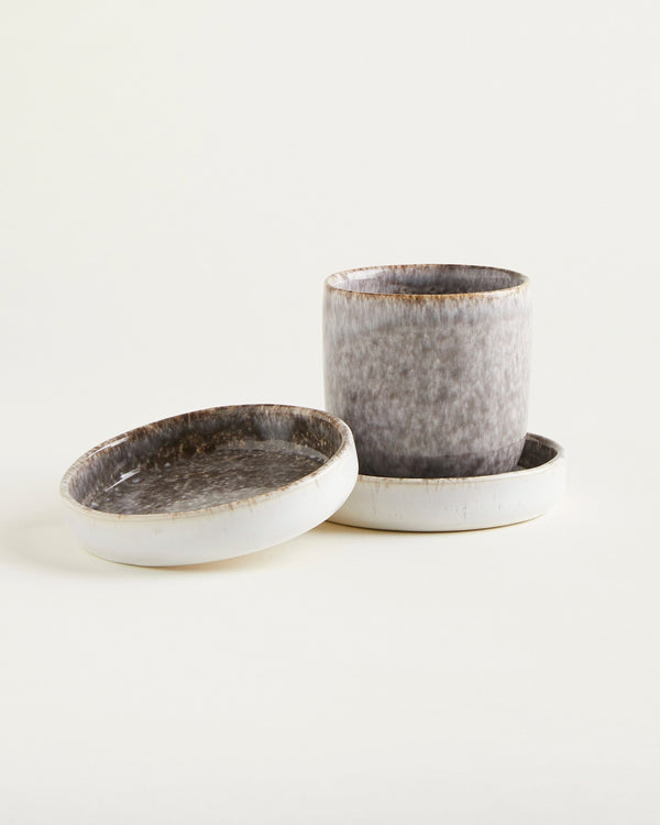 Handgemachte Keramik - Badezimmer Set Beige Dipped 3 Teilig