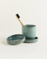 Handgemachte Keramik - Badezimmer Set Jade 3 Teilig