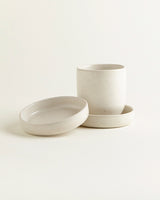 Handgemachte Keramik - Badezimmer Set Naturweiss 3 Teilig