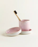 Handgemachte Keramik - Badezimmer Set Rose 3 Teilig
