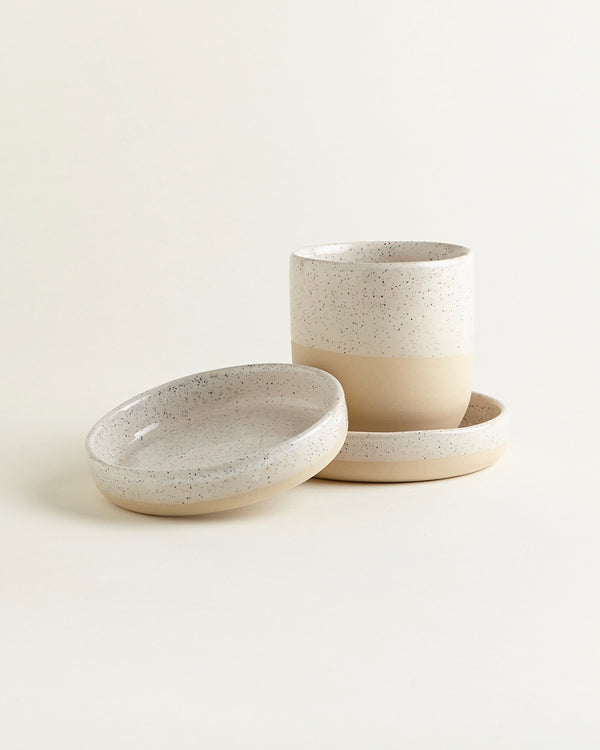 Handgemachte Keramik - Badezimmer Set Sand Dipped 3 Teilig