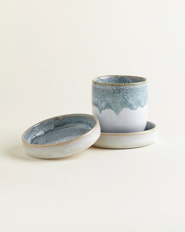 Handgemachte Keramik - Badezimmer Set Teal Dipped 3 Teilig