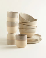 Handgemachte Keramik - Fruehstuecks Set Traditionell Beige 12 Teilig
