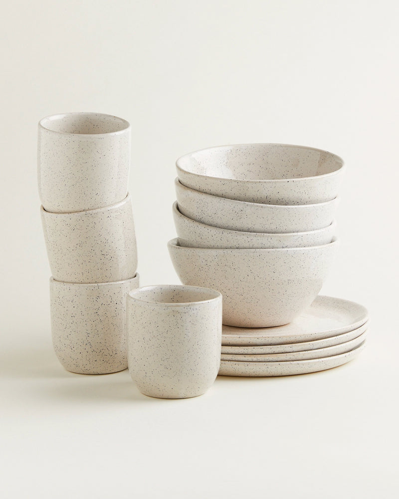 Handgemachte Keramik - Fruhstucks Set Traditionell Sand 12 Teilig